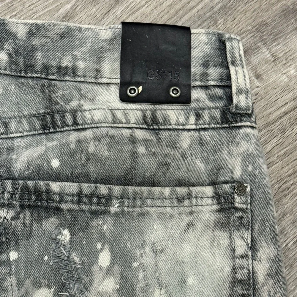 Vintage GS 115 Melrose Slim Fit‎ Distressed Acid Wash Denim Shorts Mens 34 Gray
